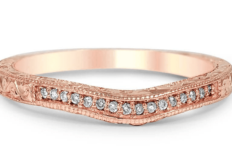 Brilliant Earth contoured engraved pave milgrain diamond ring wedding band ideas