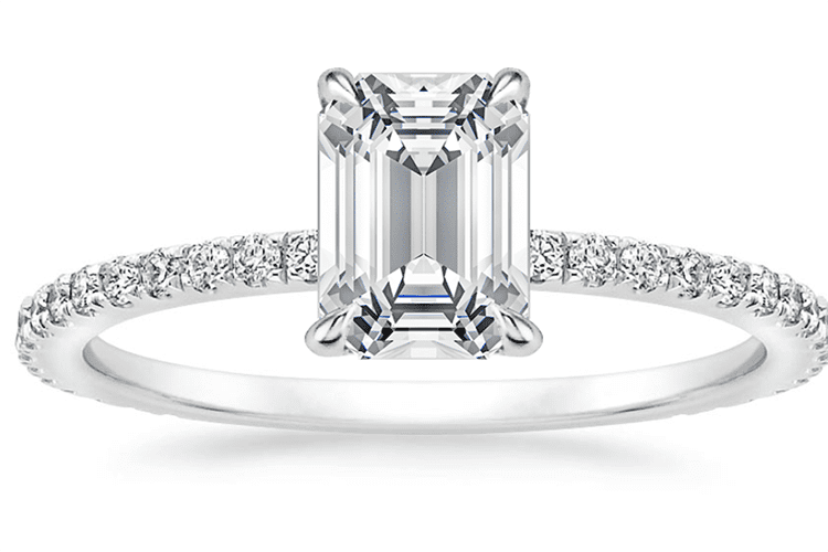 Demi Diamond Ring (1/3 ct. tw) with 0.92 carat emerald diamond. Brilliant Earth. engagement ring ideas
