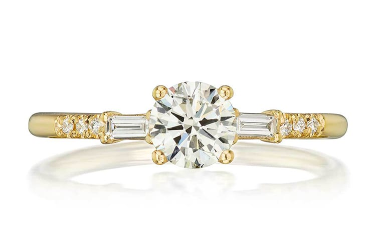 Jennie Kwon Melody Baguette diamond engagement ring. Photo by Greenwich St Jewelers