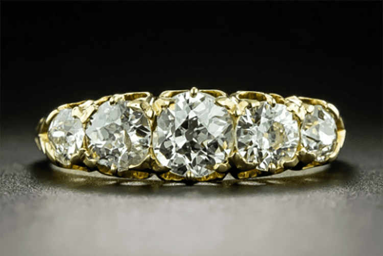 Lang Antique & Estate Jewelers 18K Victorian five-stone diamond ring set with European cut diamonds, circa 1982. (Photo courtesy of Lang Antique & Estate Jewelers)