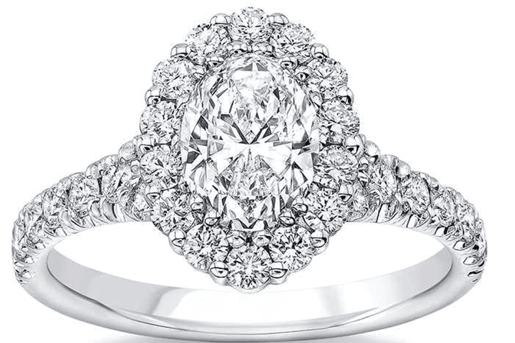 Oval cut 1.80 VS2 clarity G color diamond platinum wedding ring Costco