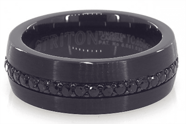 Photo of a black tungsten ring courtesy of James Allen