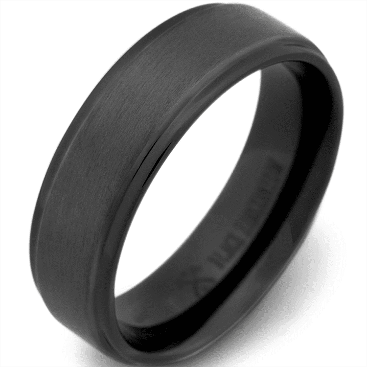 Photo of a black zirconium ring courtesy of Manly Bands