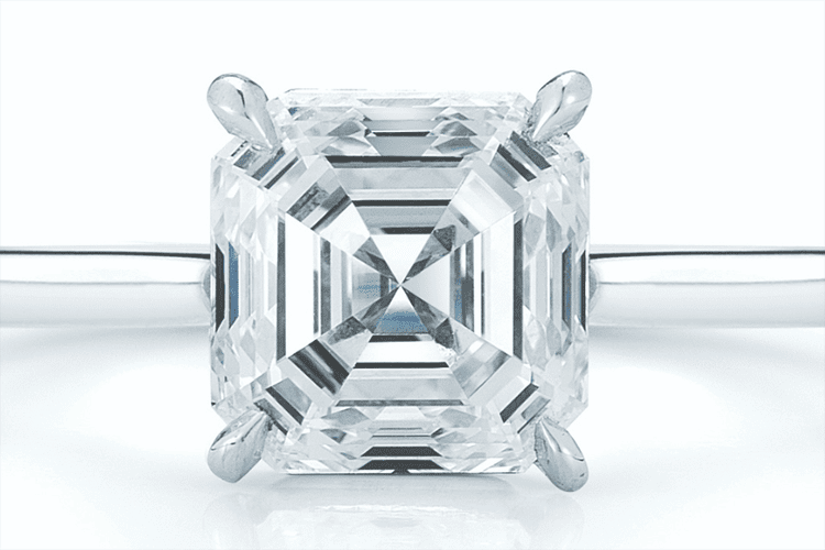 Photo of an Asscher cut solitaire ring courtesy of KWIAT