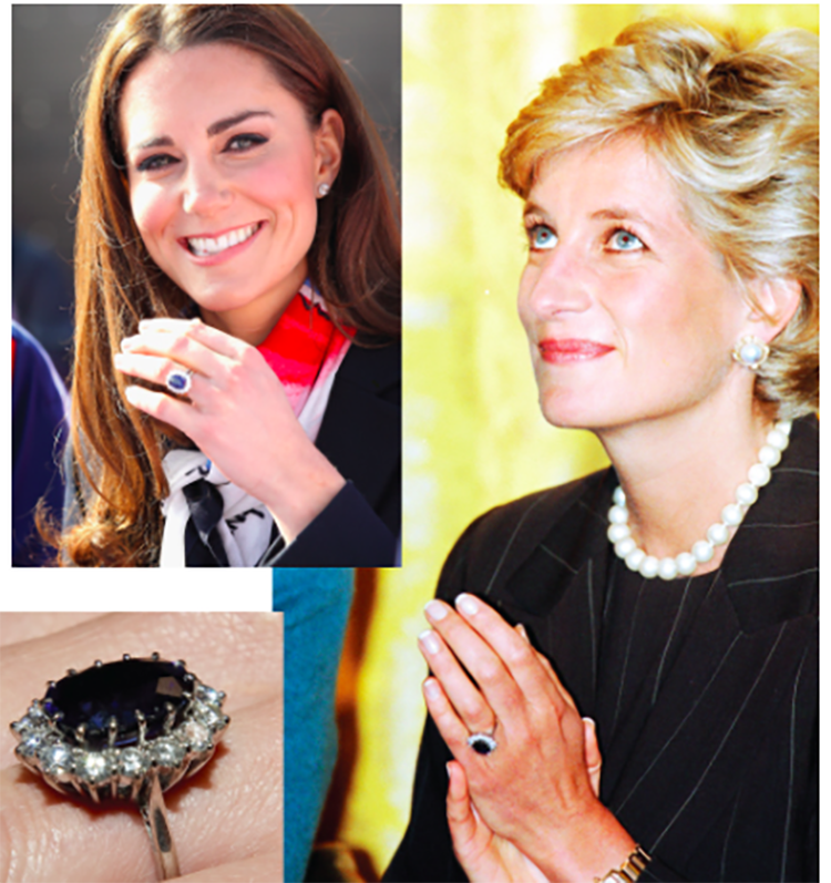 Princess Diana and Duchess of Cambridge Kate Middleton. Collage courtesy of bejeweledmag.com.