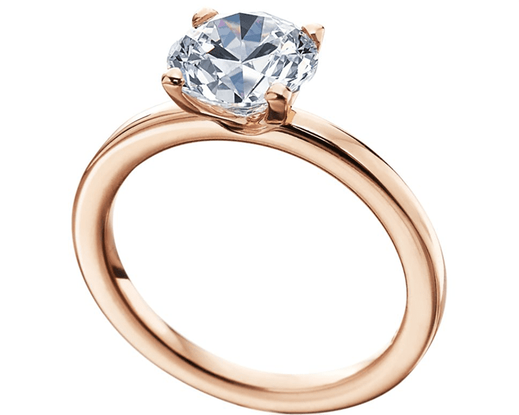 Rose gold solitaire engagement ring mounting. Photo by Tiny Jewel Box.