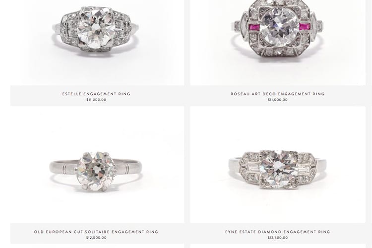 Vintage Engagement Rings On Ashley Zhang's Website