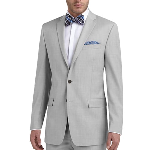 Calvin Klein Light Gray Sharkskin Slim Fit Suit | The Plunge
