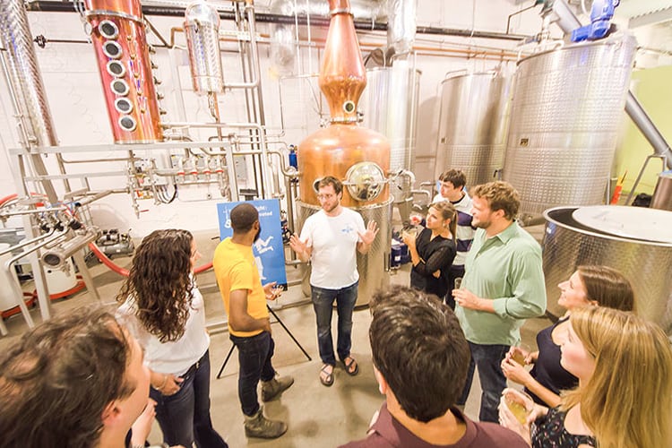 Pittsburgh Bachelor Party - people on a tour of the distillery