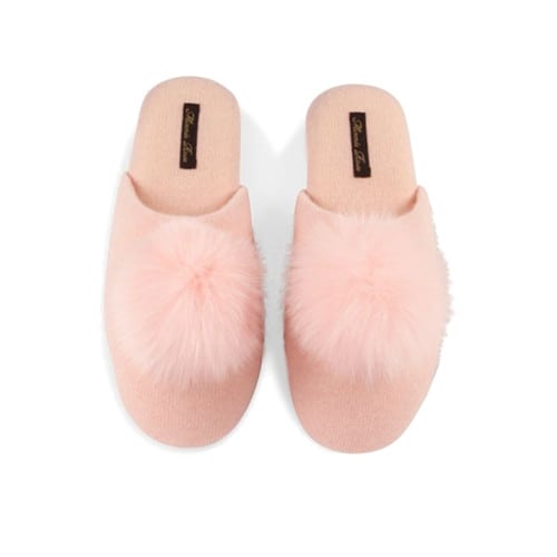 fuzzy pom pom slippers
