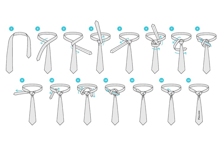 Diagram of how to tie an Eldridge knot
