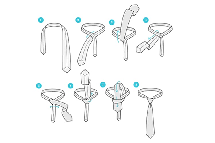 Illustration of a Pratt tie knot