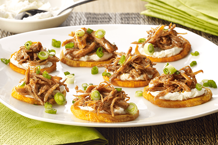BBQ Appetizers - Sweet Potato and Pulled Pork Sliders