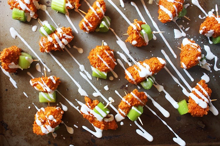 Bite-size buffalo chicken bites