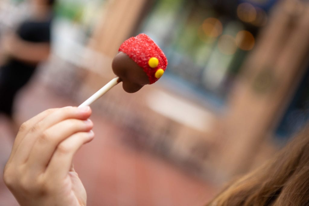 A Mickey Mouse cake pop