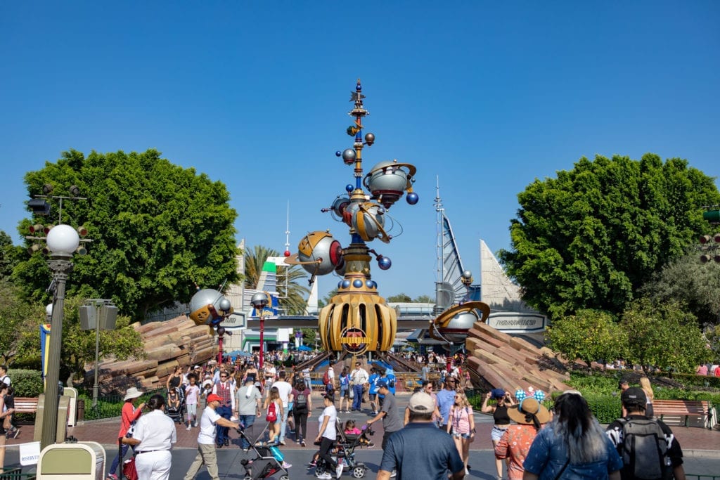 The center of Tomorrowland, which features the Astro Orbiter