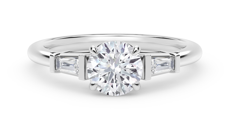 Forevermark Tapered Baguette Accent Diamond Engagement Ring set in Platinum