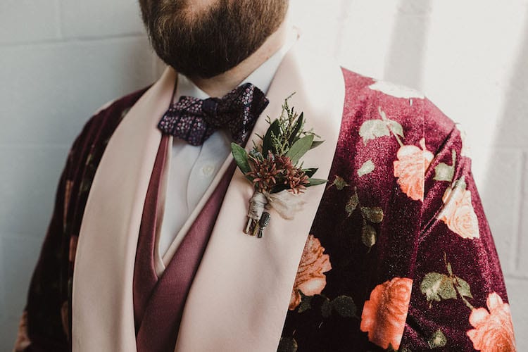 The style icon in floral suit groom